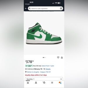 Nike Kids Shoes Green and White